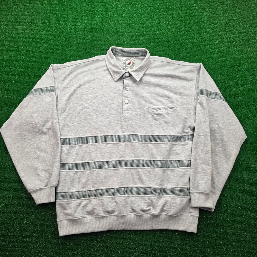 Vintage 90s Greenline International Polo Sweatshirt Mens Medium Gray Golf Casual